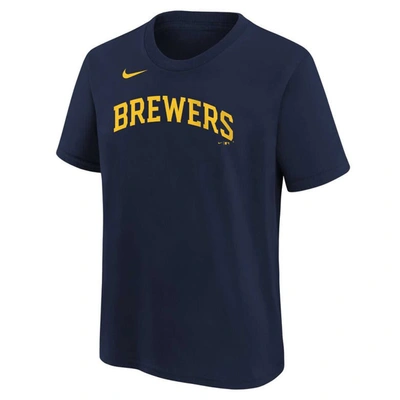 Shop Nike Youth  Willy Adames Navy Milwaukee Brewers Player Name & Number T-shirt