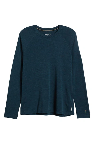 Shop Smartwool Long Sleeve Merino Wool Thermal Top In Twilight Blue Heathe