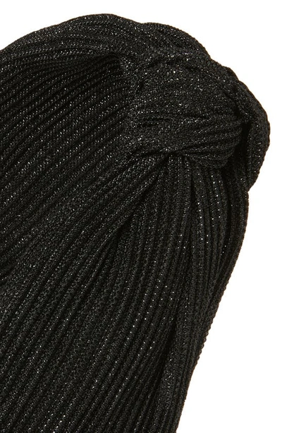 Shop Natasha Sparkle Pleat Knotted Headband In Black