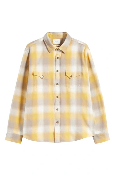 Shop Billy Reid Plaid Flannel Snap-up Western Shirt In Natural/ Yellow