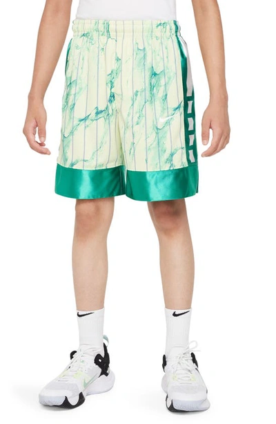 Shop Nike Kids' Dri-fit Elite Basketball Shorts In Stadium Green/ White