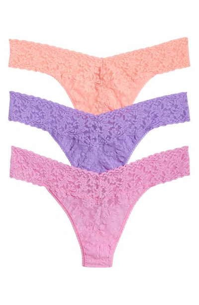 Shop Hanky Panky Holiday Assorted 3-pack Original Rise Thongs In Elec Orch/neon Crl/lip Pnk