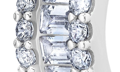 Crislu Brilliant Round & Square Baguette Cubic Zirconia Huggie Hoop Earrings In Silver