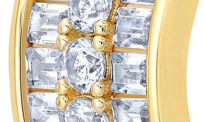 Crislu Baguette & Round Hoop Earrings In Gold