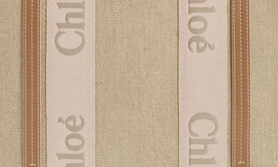 Shop Chloé Medium Woody Linen Canvas Tote In Blushy Beige