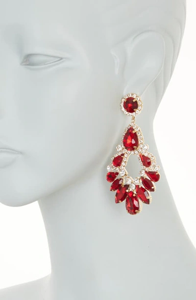 Shop Tasha Crystal Drop Statement Earrings In Red