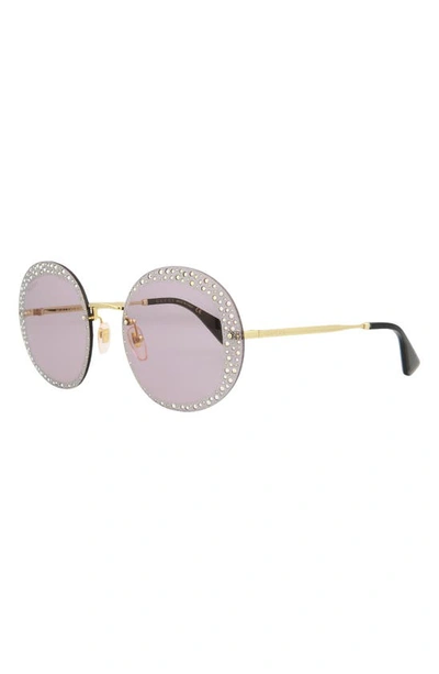 Gucci 61mm Round Sunglasses In Gold Violet