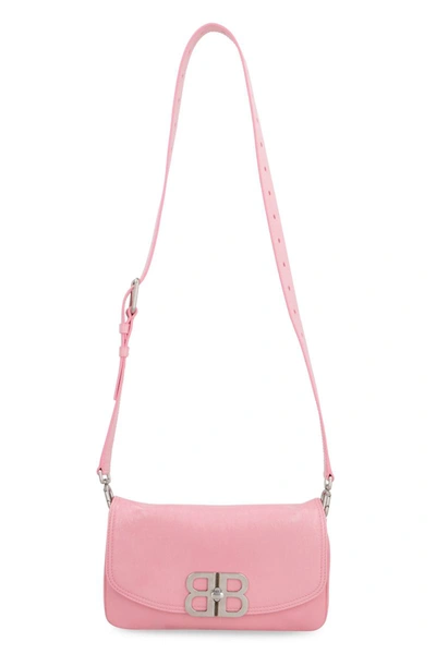 Balenciaga Bb Soft Flap Leather Shoulder Bag In Pink