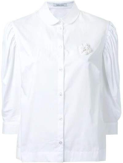 Shop Simone Rocha Pleated Puff Sleeve Shirt In White