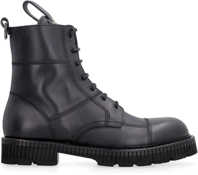 Shop Dolce & Gabbana Leather Combat Boots In Black