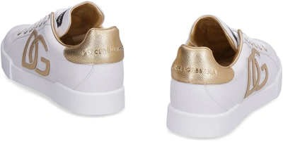 Shop Dolce & Gabbana Portofino Logo Detail Leather Sneakers In White