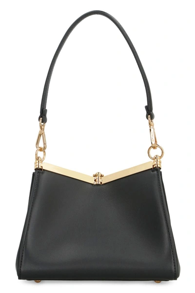 Shop Etro Vela Mini Leather Shoulder Bag In Black