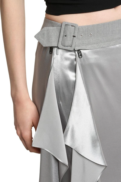 Shop Fendi 3d Style Rib Flared Skirt In Grey