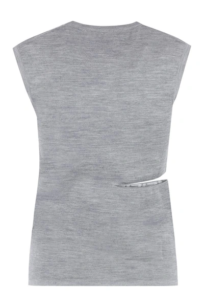 Shop Fendi Knitted Top In Grey