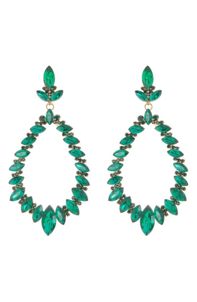 Shop Natasha Marquise Crystal Teardrop Earrings In Emerald