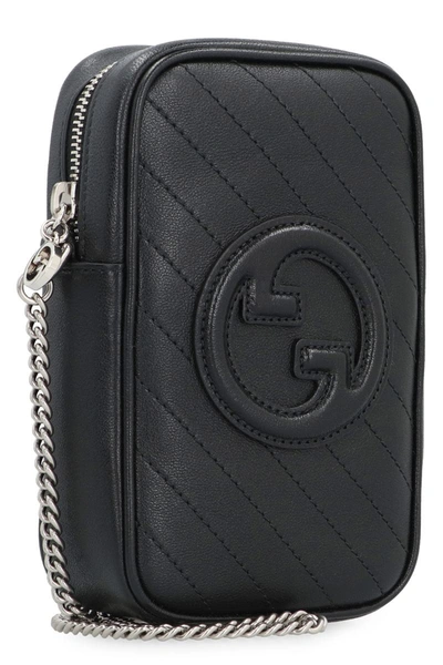 Shop Gucci Blondie Leather Mini Crossbody Bag In Black