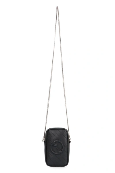 Shop Gucci Blondie Leather Mini Crossbody Bag In Black