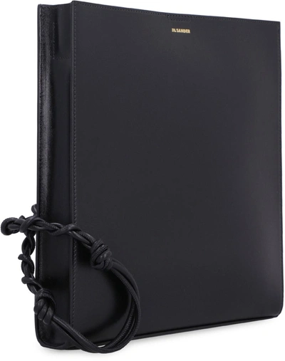 Jil Sander Black Leather Large Tangle Shoulder Bag In Black