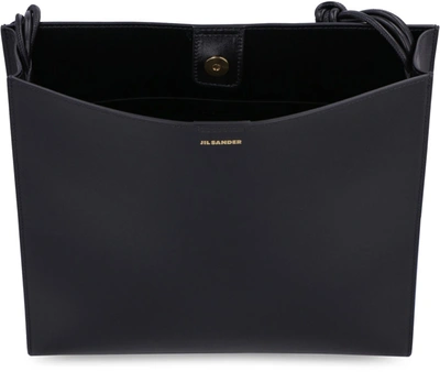 Jil Sander Black Leather Large Tangle Shoulder Bag In Black