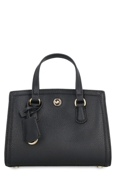 Shop Michael Michael Kors Chantal Leather Mini Handbag In Black