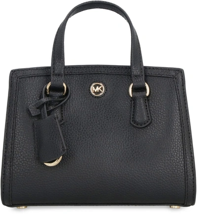 Shop Michael Michael Kors Chantal Leather Mini Handbag In Black