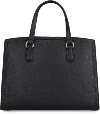 Shop Michael Michael Kors Chantal Leather Handbag In Black