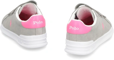 Shop Polo Ralph Lauren Suede Low-top Sneakers In Grey