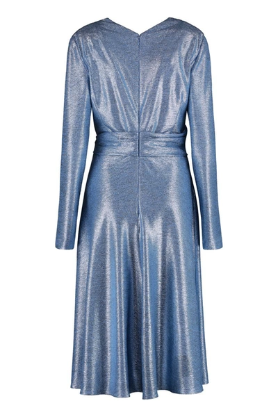 Shop Talbot Runhof Lurex Knit Dress In Blue