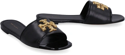 Shop Tory Burch Eleanor Leather Slides In Black
