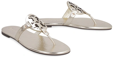 Shop Tory Burch Miller Metallic Leather Flat Slippers In Gold