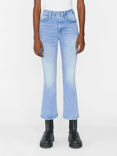 Shop Frame Le One Crop Mini Bootcut Jeans In Blue