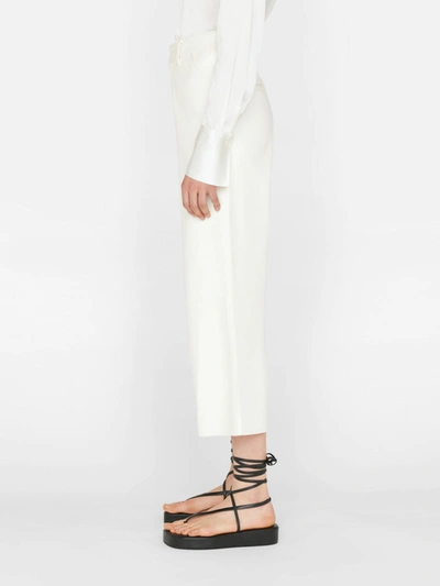 Shop Frame Wide Leg Crop Leather Trouser Jeans Pants In White