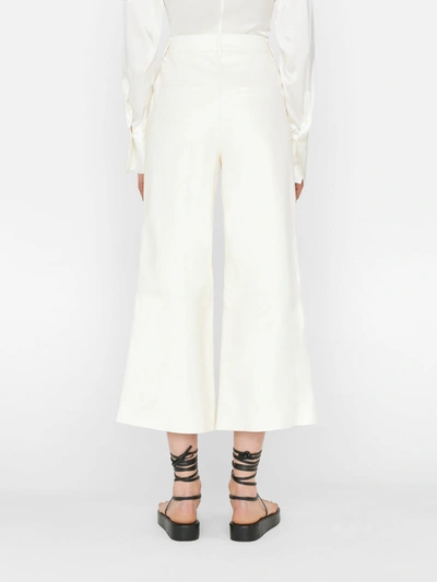Shop Frame Wide Leg Crop Leather Trouser Jeans Pants In White
