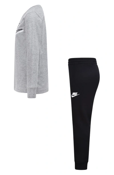 Nike Kids' Swoosh Long Sleeve Tee & Fleece Joggers Set In Black