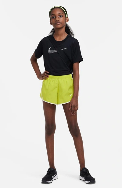 Shop Nike Kids' Dry Tempo Running Shorts In Bright Cactus/ Coconut Milk
