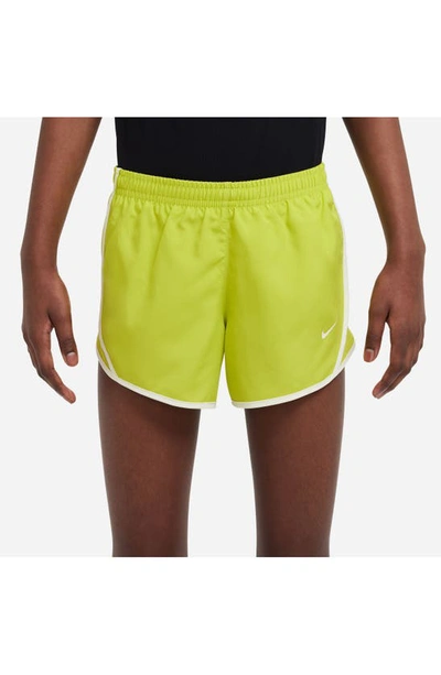 Shop Nike Kids' Dry Tempo Running Shorts In Bright Cactus/ Coconut Milk