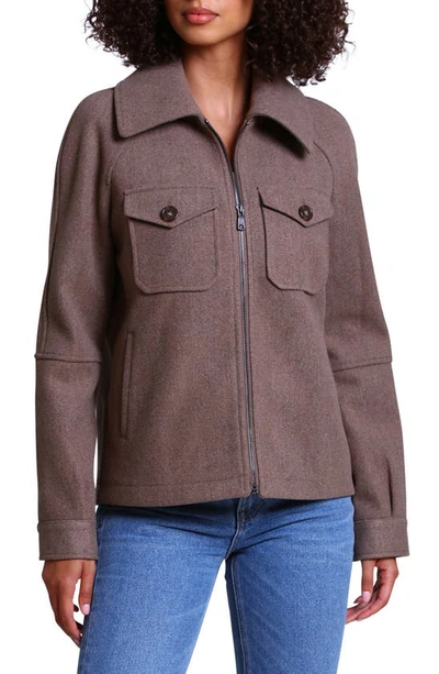 Avec Les Filles Zip-up Utility Jacket In Chocolate