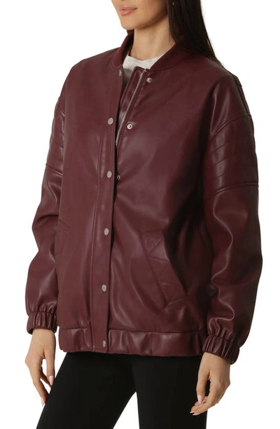 Shop Avec Les Filles Relaxed Fit Faux-ever Leather™ Bomber Jacket In Zinfandel