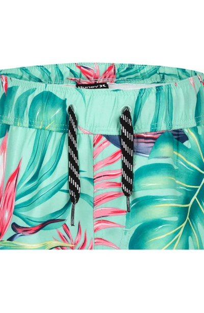 Shop Hurley Kids' Tropical Palm Swim Trunks In Tropical Mist