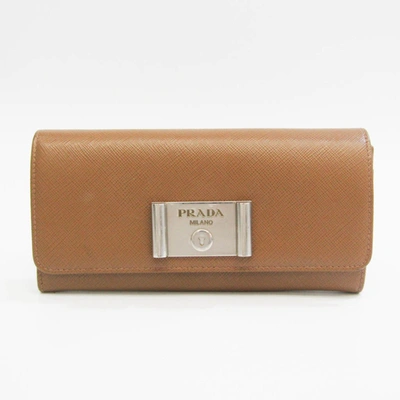 Shop Prada Leather Wallet () In Brown