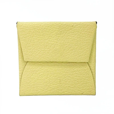 Shop Hermes Bastia Leather Wallet () In Yellow
