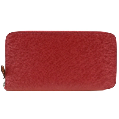 Shop Hermes Silk'in Leather Wallet () In Red