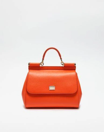 Shop Dolce & Gabbana Medium Sicily Handbag In Dauphine Leather In Orange