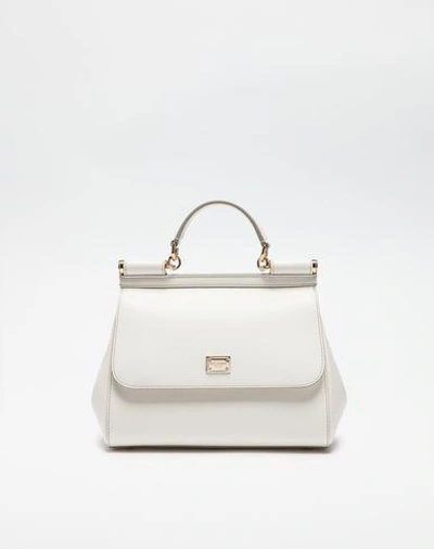Shop Dolce & Gabbana Medium Sicily Handbag In Dauphine Leather In White