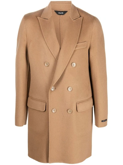Shop Paltò Wool Blend Double Breasted Coat In Brown