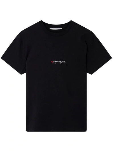 Shop Stella Mccartney Iconics Love Cotton T-shirt In Black