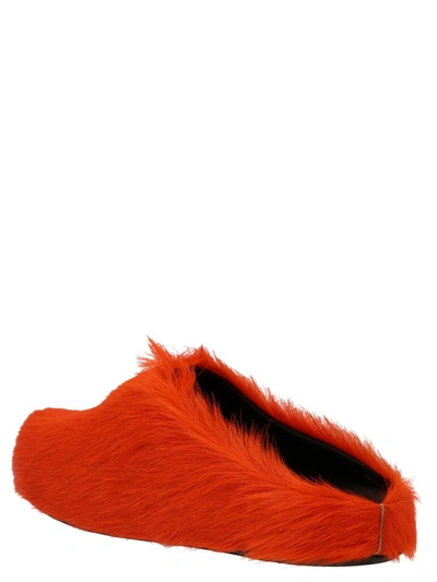 Shop Marni Eco Fur Sabots In Orange