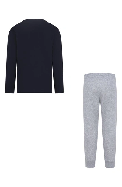 Nike Kids' Just Do It Long Sleeve Tee & Joggers Set In Dark Grey Heather/ Black