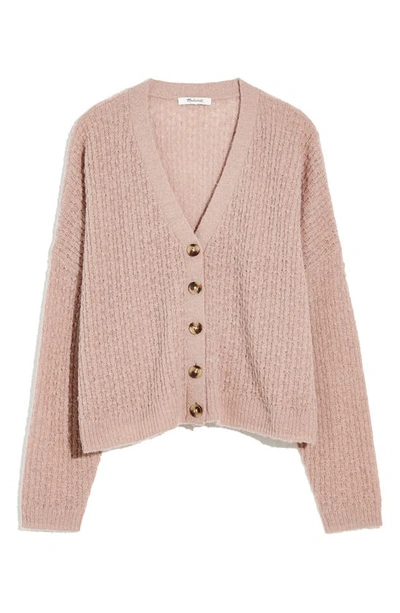 Shop Madewell Mayfair Sweater Cardigan In Heather Blush