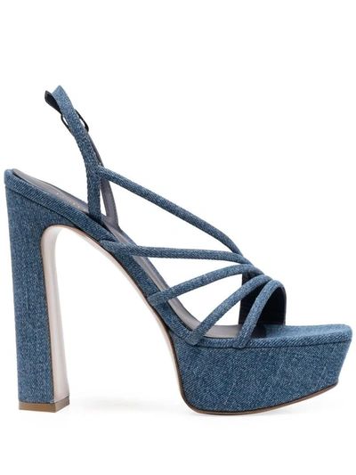 Le Silla Denim Sandals With Thick Soles And High Heels In Blue